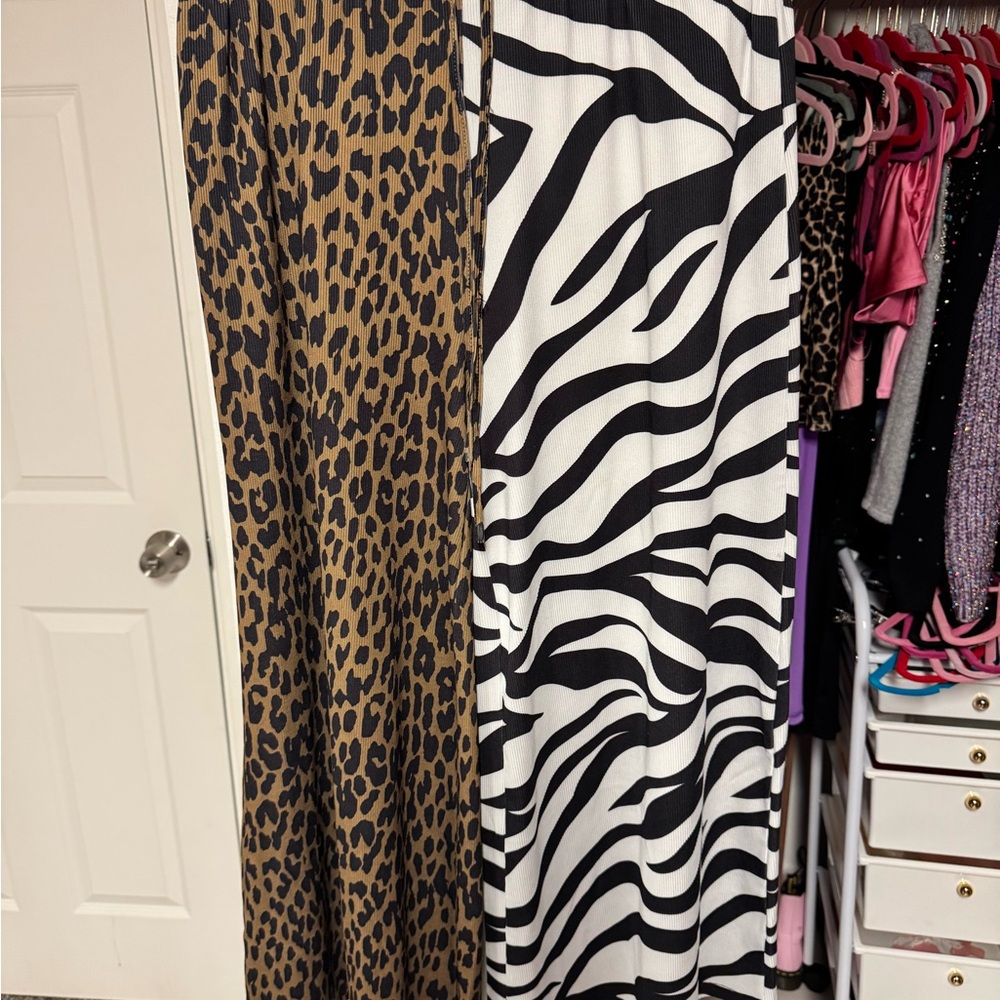 Emy Ave Animal-Print Wide Leg Pants - Black & Brown